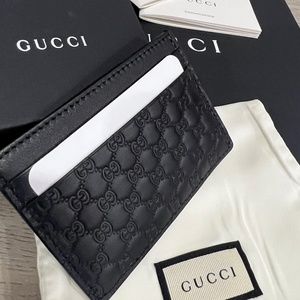 Authentic Gucci Micro Guccissima Black Leather Card Case Card Holder Wallet